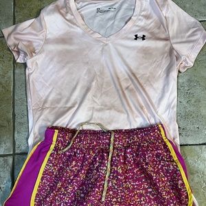 Pink Under Armour Shirt/Nike Shorts